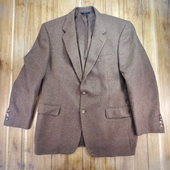 VTG Brooks Brothers Loro Piana Cashmere Blazer Mens 43R Brown Coarsehair Italy - Picture 2 of 13